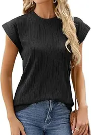 [YloveM] Women's Short Sleeve Tops Elegant Tunic Top Summer Comfort Casual Work Tops Shirts Plain Loose Shirt Tee Blouses, A- Black, XXL