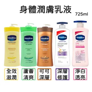 美國【Vaseline 凡士林】身體潤膚乳液 600ml/725ml 全效_無香_蘆薈_可可_男士_淨白乳液♛吉吉商城♛