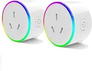 Tichondrius WiFi Smart Plug with RGB Light, Compatible with Amazon Alexa, Google Home Assistant, No Hub Needed, App Remote Control, Timing Function, SAA & RCM Certified (2 Pack)