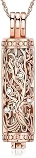 [QGJNSGC] Urn Necklace for Ashes for Women Men Tree of Life Cylinder Cremation Jewelry Vial Cremation Ash Pendant Memorial Jewelry Gifts Ashes Necklace