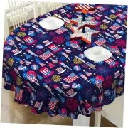 4th of July Oval Tablecloth Memorial Day Patriotic 60"x120"-Oval Blue-elements