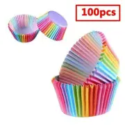 100pcs DIY Cupcake Liners Rainbow Paper Cake Tray Baking Muffin Cup Case Party