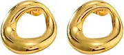 [Pierced Owl] 18k Gold Plated Stainless Steel Open Oval Stud Earrings, Sold as a Pair, 20ga, Metal, No Gemstone