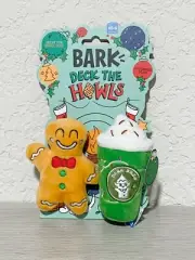 Bark Box Gingerbrew Man Deck The Howls Christmas Coffee Plush XS-S Dog Toy NWT