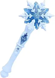 Gadpiparty Light Up Frozen Snowflake Wand for Kids, Rotating Toy Princess Sensory Toys for Girls Princess Birthday Party Costume Cosplay Accessories, Sky-blue