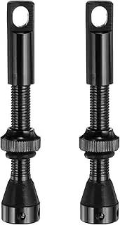 uxcell 2pcs Tubeless Valve Stems 44mm Aluminum Alloy Tubeless Valve with 4 Hole and Removal Caps Super Light No Leak Durable Fit Most Bicycle Tubeless Rims, Black