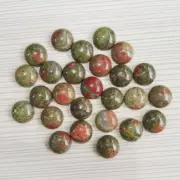 100pcs Natural Unakite Stone 12mm Round Cab Cabochon for DIY Jewelry Making