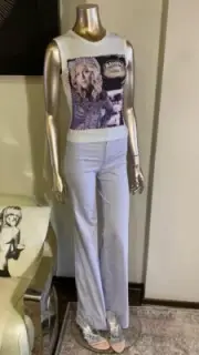 Roberto Cavalli Vintage Lavender Purple Cotton Bootcut Pants (Size: IT38)