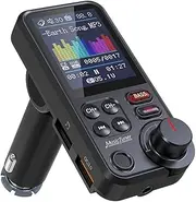 Car BT MP3 Music Player FM Transmitter Dual USB Car Charge Adapter with 1.8 Inch Color Display Support Hands- Calling U-Disk/TF Card Playback Voice Assista Treble/Bass Adjustable Voltage Display