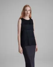 $229 CLUB MONACO Layered Fringe Top XS Black