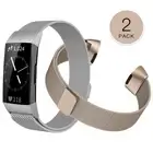 2PCS For Fitbit Charge 4&3 /SE Stainless Steel Milanese Magnetic Band Strap