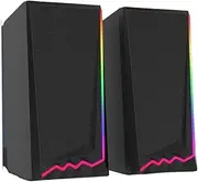 JSEIAJB 3.5mm 3D Stereo Surround Music RGB Light Gaming Wired Speakers Sound Bar for Computer Desktop PC Loudspeakers