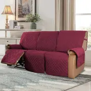Recliner Sofa Cover for 1/2/3 Seater with Pocket, Slipcovers Reversible Washable Elastic Adjustable Strap for home,Red