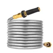 Expandable Metal Garden Hose 50 FT - 304 Stainless Steel Water Hose 50 FT - L...