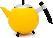 Bredemeijer Large Yellow Stainless Steel Teapot 1.2 litres Double-Walled - Insulating Jug for Longer Tea Enjoyment