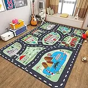 Kids Play Mat Non-Slip Carpet Playmat Extra Large Learn Walking Rug City Life Pools Safe Road Traffic System Colorful Study Activity Centerpiece Play Mat for Bedroom Playroom (Colorful#Style 2)