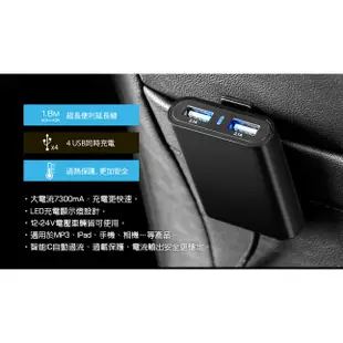 KINYO 背夾式USB4孔車用充電器 (CU-59) 【業興汽車精品百貨】