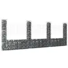U-shape Gabion Basket with 4 Posts Iron 380x20x150 cm Garden Landscape Dec 51284