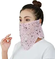 HEALEEP 2PCS Floral Pattern UV Protection Scarf Face Mask for Summer Outdoor Activities Breathable Neck Cover for Riding Hiking Fishing Purple Pink