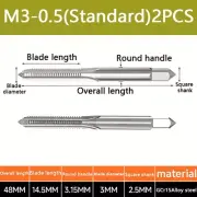 A pair M3-0.5 Hand tap set tap machine suitable for die steel aluminum
