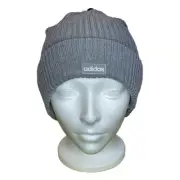 NWT Adidas Women Fit 4in Cuff Fold Knit Beanie Light Onix Gray Logo Patch Slouch