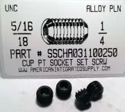 5/16-18x1/4 Hex Socket Set Screws Cup Point Alloy Steel (25)