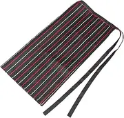 [MOBUTOFU] Cute Striped Chef Apron Men's Women's Half Waist Apron Oilproof White Polyester Cotton for Hotel Restaurant