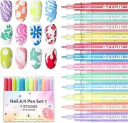 Nail Graffiti Pen,Vibrant Colors Smudge-proof Quickly Drying Nail Painting Pen | 12x Polish Sticks Liquid, Liner Tool for Detailed Designs