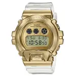 【CASIO 卡西歐】G-SHOCK 金屬錶圈 透明手錶(金色_GM-6900SG-9)