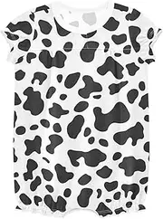 [miaozhen] Romper Infant Girl Ruffled Sleeve Baby Bubble Romper Girl Cotton Baby Girl Outfit 18M Beige Black Cow Print mameluco de nina 3-24 meses, White Black Cow Leopard Print