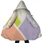 Personalized Hooded Cloak Coat, Light Purple Pink Green Pastel Color Block Cloak