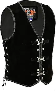 Bikers Gear Australia Braided Suede Leather Motorcycle Vest, Black, 8X-Large