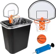 Trash Can Basketball Set, Includes Clip-On Hoop with Backboard, Inflatable Ball