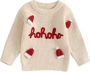 [LSFYSZD] My First Christmas Knit Sweater Toddler Baby Girls Boys Tractor Embroidery Long Sleeve Winter Warm Knitwear Pullover Jumper Tops