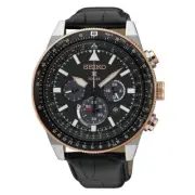 Seiko SSC611 SSC611P1 Pilot Prospex Solar Chronograph Rose Gold Leather Watch