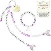 UTEFIF School Child Gift, Calculator Chain, School Cone Finally, School Child Gift for First Day at School, with Greeting Card, Bracelet for First Day at School (Purple)
