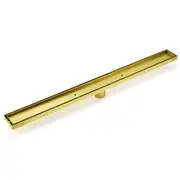 900mm Long 316SUS Tile Insert Linear Floor Drain Shower Grate 50mm Waste Outlet Gold