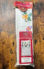 Vintage 1997 Calendar Butterflies Flowers Cotton Kitchen Wall Hanging 16" x 25"