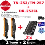 Comb Compatible 2X Toner TN-253 / TN-257 + 2X Drum DR-253CL DR253 For Brother