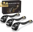 Derma Roller Kit, 3 Pack, 0.5/1.0/1.5mm, 540 Titanium Needles, Beard/Hair Growth
