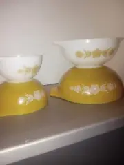 Set 4 Pyrex BUTTERFLY GOLD Cinderella Mixing/Nesting Bowls 441 442 443 444