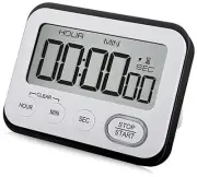 Digital Kitchen Timer Magnetic Loud Alarm, Large LCD Screen Black