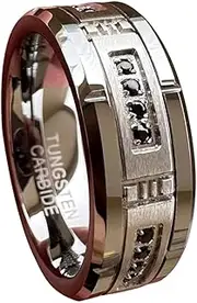 [TUTISS] 8mm Tungsten Rings for Couple Men Women Cubic Zirconia Cz Stone All Around Eternity Anniversary Engagement Wedding Bands Fashion Jewelry Matte Polished Comfort Fit