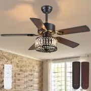Farmhouse Ceiling Fans with Lights and Remote, 48 Inch Indoor Chandelier Ceil...