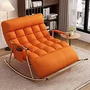 VERYMUSH Living Room Rocking Chair with Soft Cushion,Comfortable Bedroom Rocking Chair,Modern Outdoor Garden Lounger,Zero Gravity Chairs with Armrests(Orange,Golden Leg)