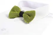 Mens Yellow & Black Cross-Hatched Knitted Bow Tie