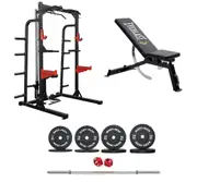 Body Iron Studio HR600 Half Rack Elite Set + 120kg Olympic Barbell & Bumper Plate Set