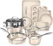 Gotham Steel 15-Piece Nonstick Cookware Set, Ceramic, Induction, Dishwasher Safe