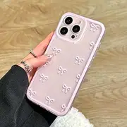 EYZUTAK Case for iPhone 11 Pro, Clear Cute Ribbon Bowknot Pattern Aesthetic Transparent Phone Case Raised Camera Protection Stylish Slim Soft Durable TPU Protective Cover for Women Girls - Pink