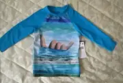 Boys Pumpkin Patch long sleeve Surf Dude printed rash vest top Size 2